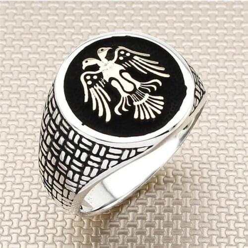 Seljuk Eagle Silver Ring Men Silver Ring Made In Turkey Solid 925 Sterling Silver