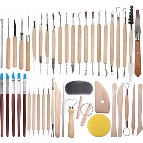 45 Pcs Pottery Clay Sculpting Tool Sets For Beginners Professional Art Crafts Wooden Handle Modeling Ceramic Clay Tools
