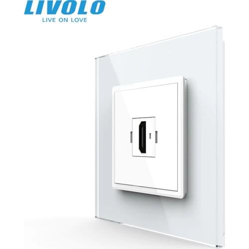 Livolo UK standard Wall HDMI Socket, HDMI plugs,low current ,New Style Crystal Glass Panel, 3colors choice