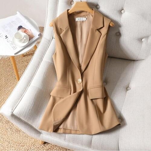 2021 New Waistcoat Female Slim One Button Fashion Short Coat Professional Spring And Autumn Korean Blazer Vest Women Tops M315