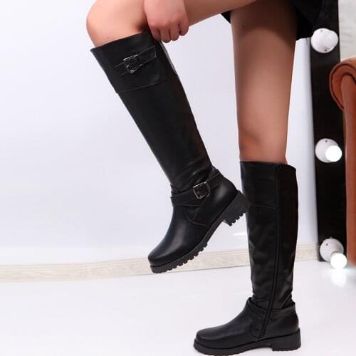 New Fashion Women Shoes Leather Boots Women Winter Knee High Boots Zapatos De Mujer Botas Femme Chelsea Boots Big Size 35-43