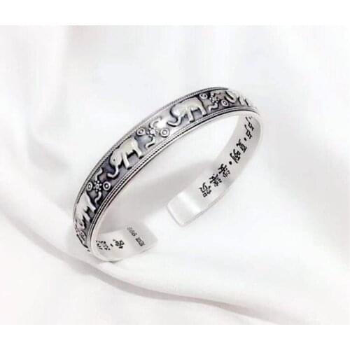 New Creative Cute Animal Retro Thai Silver Bracelets 925 Sterling Silver Jewelry Personality Elephant Domineering Bangles SB199