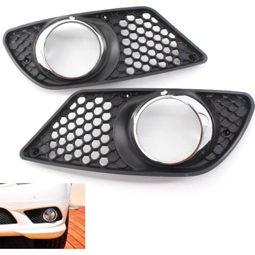 Front Bumper Fog Light Grille for BENZ C Class W204 AMG 2008-2010 09 Grill w/ Chrome Trim