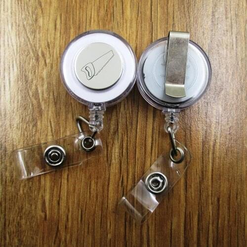Saw ID Badge Reel gift for him/her friend family retractable recoil id badge holder work fun