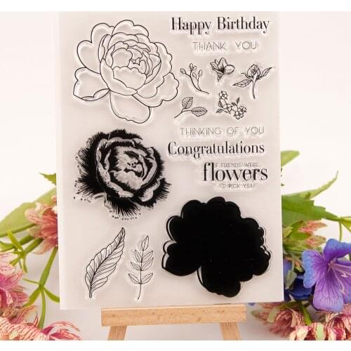 Clear Stamps Congratulations flowers Rubber Stamp for DIY Scrapbooking Card Making Album Photo Paper New Stamps Handmade Decor