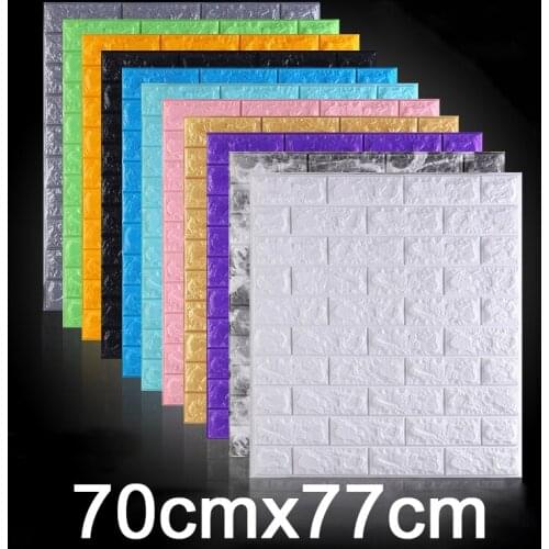 10PCS 77*70cm Self adhesive 3D DIY Wallpaper brick Wallpaper Waterproof TV Background wall stickers Living Room Bedroom Decor