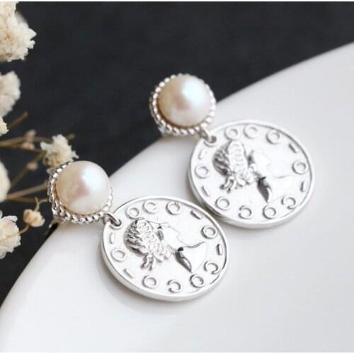 925 sterling silver with natural pearl earrings hypoallergenic fashion round tassel silver earrings factory direct free shipping