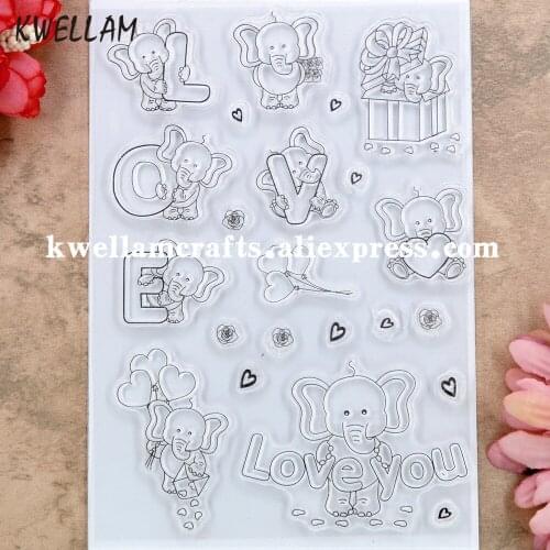 Elephant Love Scrapbook DIY photo cards rubber stamp clear stamp transparent stamp 11x16cm KW9012111