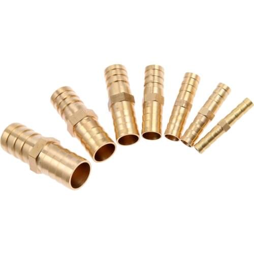 2Pcs 6mm-19mm Brass Straight Hose Joiner Barbed Connector Air Fuel Water Pipe Gas Tubing Pneumatic Gas Pipe Reducing Fittings