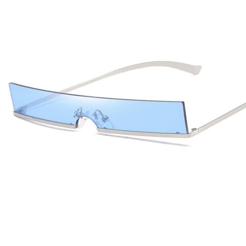 Classic Rectangle Semi-Rimless Sunglasses Sexy Women Brand Designer Fashion Metal Frame Colorful Lens Sun Glasses UV400