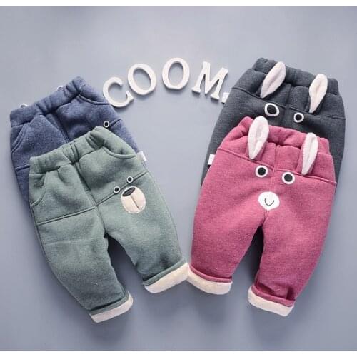New Winter Children Sport Trousers Baby Boy Girl Plus Thick Velvet Pants Kids Boy Warm Tracksuit Pants Girls Warm Leggings