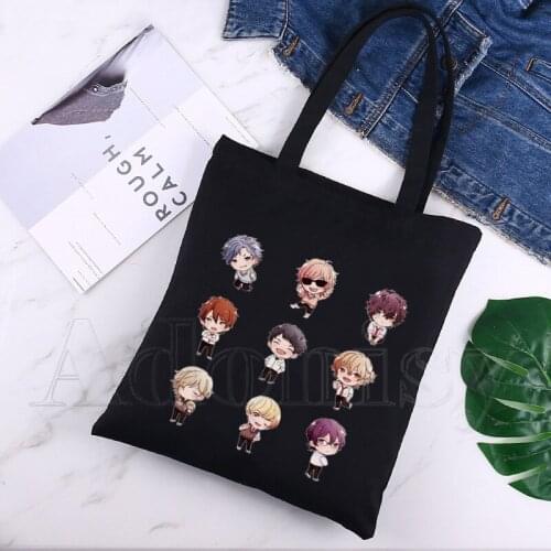 Yarichin B Club Shopping Bag Print Original Design White Unisex Fashion Travel Canvas Bags Black