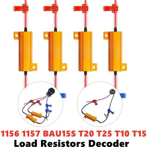 50W 8 ohm Canbus LED Load Resistors 1156 1157 BAU15S T20 T25 T10 T15 Error Canceller Turn Signal Lights Hyper Flash Decoder Wire