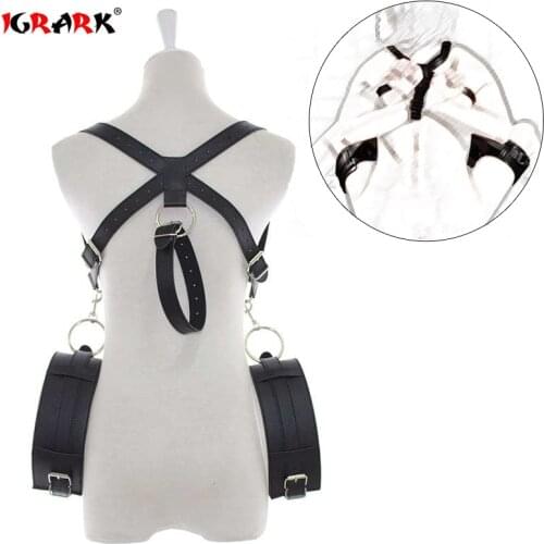 Thigh Restraint Straps Sling Leg Spreader Open Restraint Belt Bondage Harness with Wrist Cuffs BDSM Sex Position Aid Adult Toys
