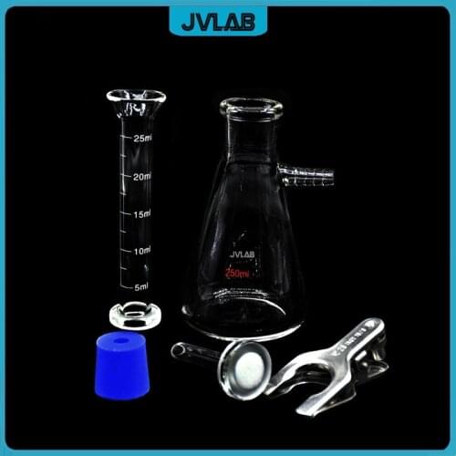 Vacuum Filtration Apparatus 250 ML Glass Sand Core Liquid Solvent Filter Unit Device With Filter Cup Filter Bottle Silicone Plug