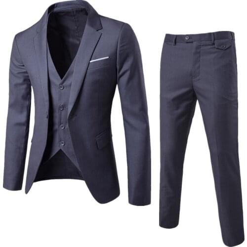 2020 Spring autumn mens Business Casual Suit (3 Pieces/set) Large size plus fertilizer Single buckle suit slim evening dress 6XL