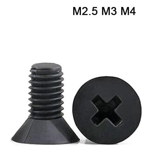 50pcs/100pcs M3 M4 black cross flat plastic screw Nylon insulated screw countersunk head cross bolt screw High Quality