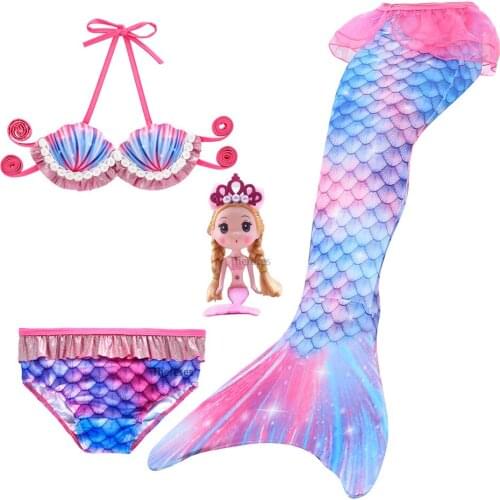 2021 Mermaid Tails Bathing Beach Swimmable Little Mermaid Costume No Monofin Dress for Women Girls Queue De Sirene Clothes