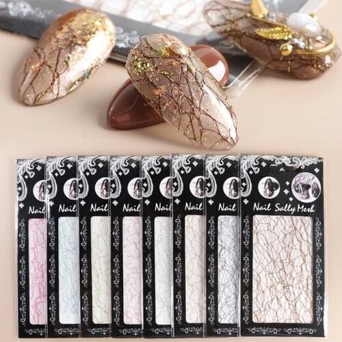 1 Pc 3D Mesh Nail Sticker Gold Silver Net Line Tape On Nails Holo Adhesive Silk Foil Nail Art Sticker Decorations Decal Polish