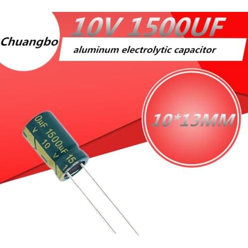 10pcs 10V 1500UF 10*13 Low ESR/Impedance high frequency aluminum electrolytic capacitor size 10*13MM 1500UF 10V 20