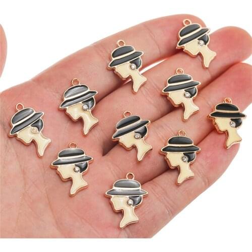 10pcs/lot Wear Hat Women Alloy Charms Pendant Black Color For DIY Handmade Necklace Bracelet Jewelry Accessories