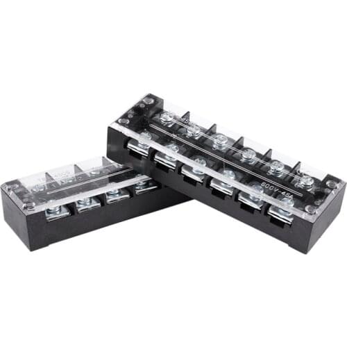 2 Pcs 45A Plastic Housing 6 Position Wire Connector Barrier Terminal Blocks