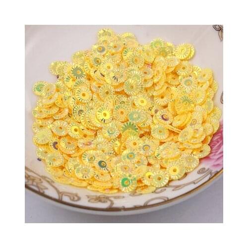 3000Pcs 6mm Round Wheel Flower Gold Plating Loose Sequins Sewing PVC DIY Paillette Yellow Confetti Spangles