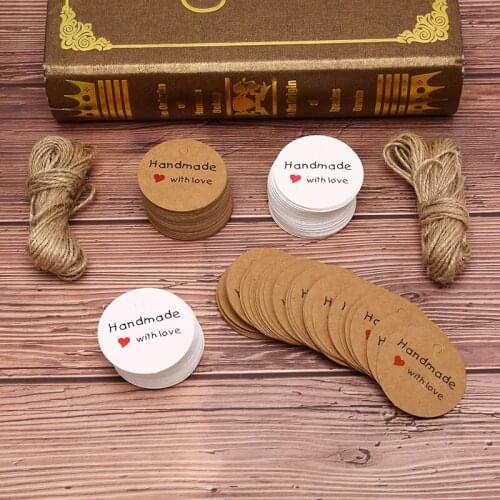 50pcs/lots Paper Tag White Brown Label Round Square Tag For Handmade Party Gift Cards Baking Tag Jewelry Charms Decor