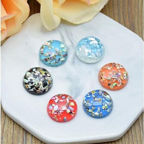 6pcs 18mm Natural shell Round Cabochons Resin Cobochon Beads DIY Jewelry Accessories