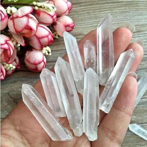 6pcs Natural Clear Point Quartz White Crystal Raw Stone Terminated Wand Specimen