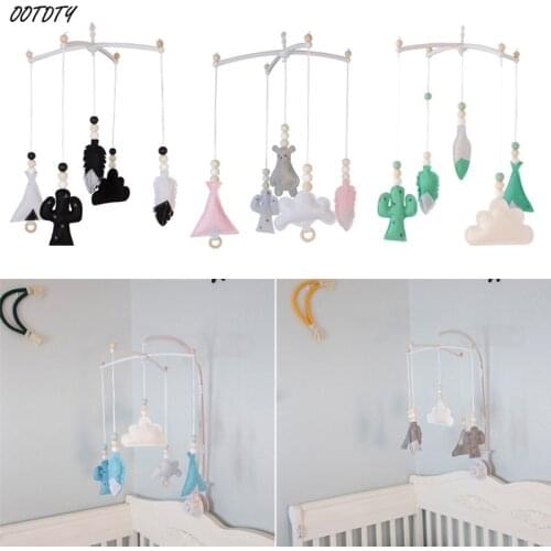 OOTDTY Baby Nordic Wooden Beads Wind Chimes Crib Bed Bell Mobile Rattles Kids Room Hanging Decorations Toys
