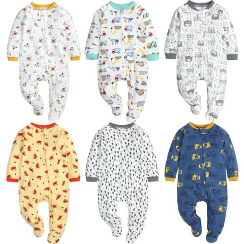 Long Climb Baby Two-Way Zipper With Baby Climb Clothes During The Spring And Autumn Long Sleeve Bag Feet Jumpsuits Baby Clothing
