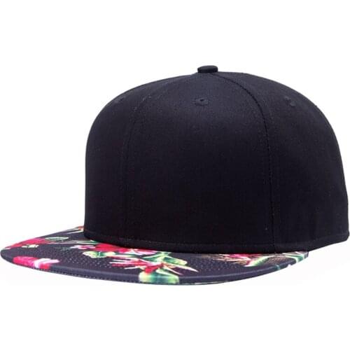 Women Baseball Cap Hip Hop Flower Pattern Cap Brim Straight Snapback Hats Baseball Caps Hat