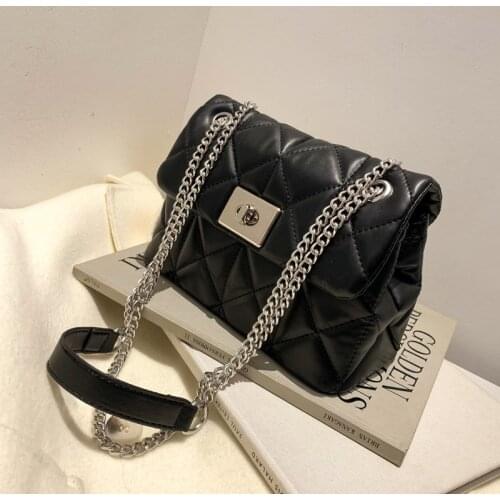 Lattice Square Crossbody Bags for Women 2021 Fashion New High-quality Leather Womens Designer Chain Shoulder Messenger Bag