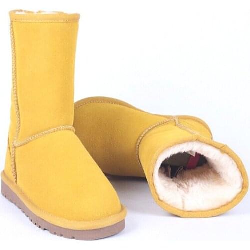 Fashion 100% Genuine Cowhide Leather Snow Boots Australia Classic Women Boots Warm Winter Boots Shoes Non-slip Soles for Women