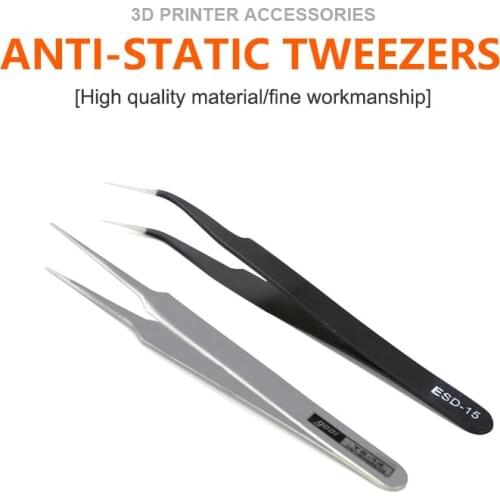 Anti-static Precision Curved Straight Tweezers Kit Pinzas Pincet Stainless Steel ESD Tweezer 3D Printer Nozzle Clean Tools
