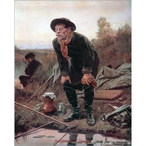 Counted Cross Stitch Kits Needlework Embrodery - Crafts 14 ct Aida DMC Color DIY Arts Handmade Home Decor - Fisherman