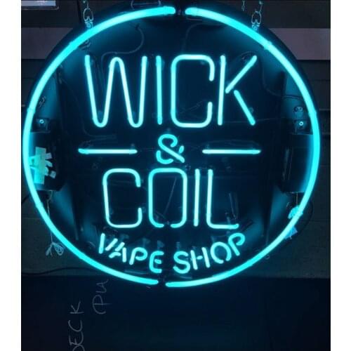Neon Sign For Wick & Coil Vape Shop Commercial Beer club Lamp resterant light Hotel store shop diner coffee Impact Attract light
