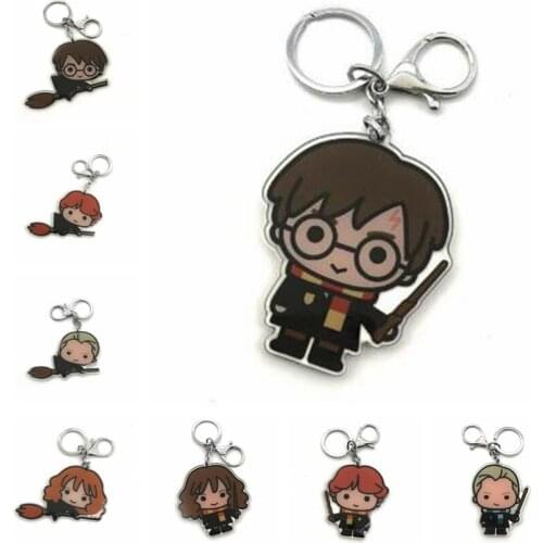 New Hot Harry Acrylic Key Chain Character Hermione Malfoy RON Broom Potter Car Bag Pendant Accessory Toys for Children Gift