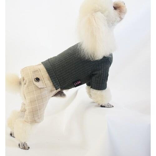 New Hot Selling British Style Dog Jumpsuits Warm Spring Autumn Winter Pet Puppy Coat Designer Sweater High Quality Dog Clothes