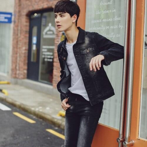 New spring and autumn denim suit mens Korean Trend casual wear mens two piece retro one suit