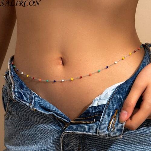 Punk High Quality Colorful Beaded Exquisite Waist Chain For Women Fashion Geometric Star Pendant Accessories Sexy Body Jewelry