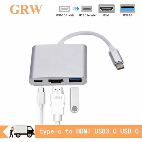 USB 3.1 Converter Usb C to HDMI Type C Hdmi Adapter 3 in 1 Type C to hdmi HDMI/USB 3.0/Type-C Aluminum For Apple Macbook adapter