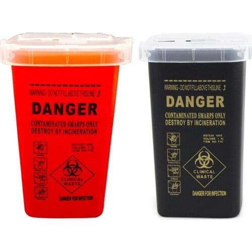 1L Plastic Tattoo Supplies Container Waste Box Buckets Collection Barrels for Disposable Tattoo Needle Tips Accessories