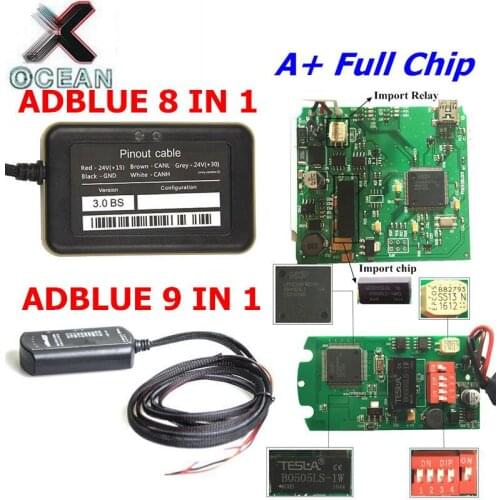 Support euro 4&5 Adblue 9in1 New Arrival 8 in 1 AdBlue Emulator with SCR&NOx sensor Adblue OBD2 9 in 1 A+ Full chip