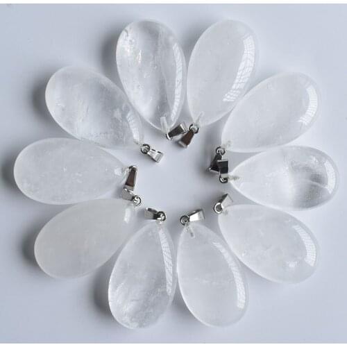New fashion good quality natural crystal drop shape pendants 25x40mm Charms for jewelry making 10pcs/lot wholesale free shipping