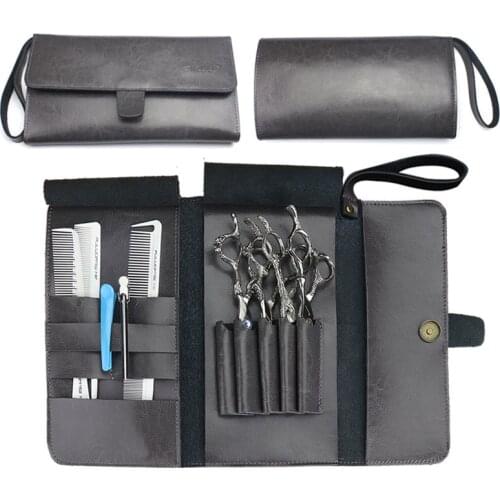 Professional hair stylist scissors bag hairdressing tools manual scraper electrostatic comb crocodile clip scissors hood