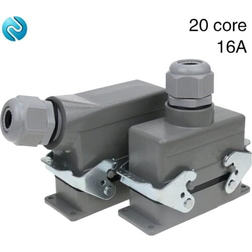 Rectangular heavy-duty connector hdc-he-020 20-core aviation socket 16A