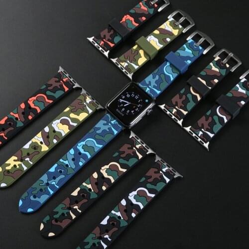 Camouflage Strap For Apple Watch Band 42mm 38mm strap for iWatch band 40mm 40mm series 6 5 4 3 2Silicon sport bracelet Watchband