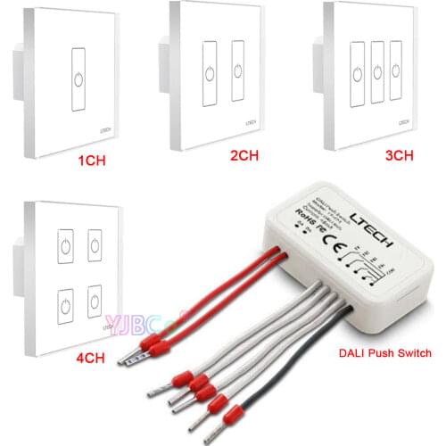 DALI Touch Panel 86 style wall 1CH 2CH 3CH 4CH Switch Controller Bus supply power;DALI Double Group Push Switch for LED Lamp